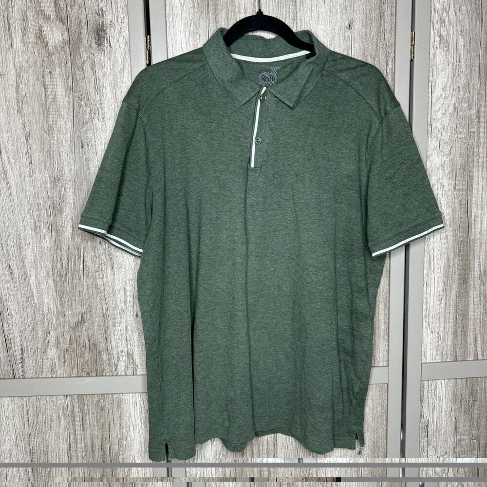 Raffi Polo Shirt Hunter Green White Trim Preppy Golf Cotton